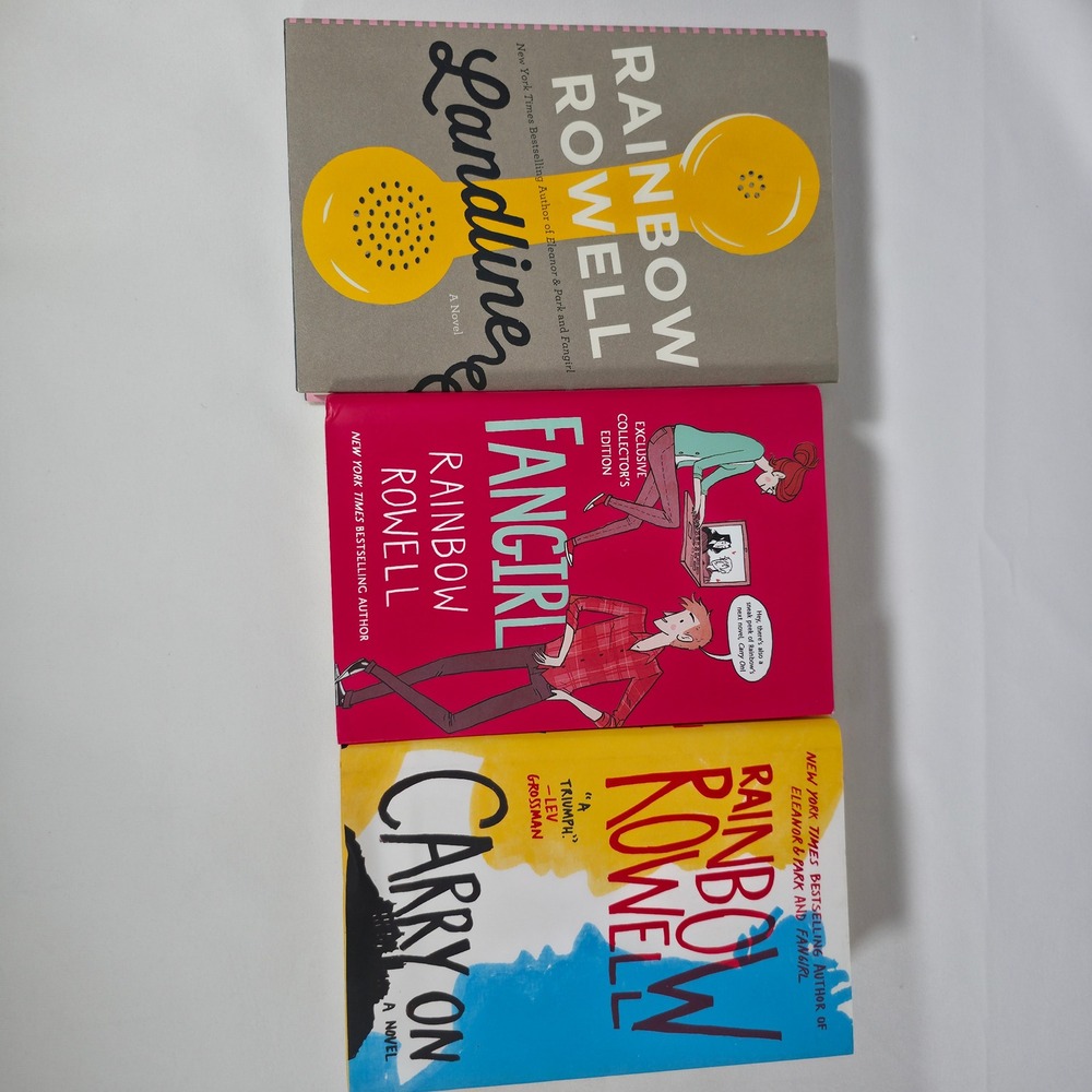 Rainbow Rowell Books Set Landline,Fangirl, and Carry On Novels Hardcover Lot